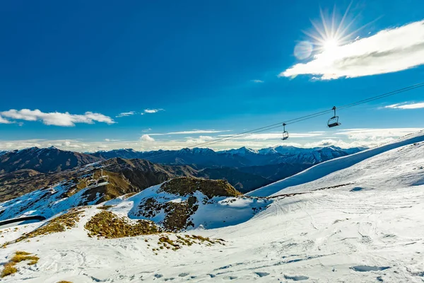 Nový Zéland Horské Panorama Sníh Sjezdovky Coronet Peak Ski Resort — Stock fotografie
