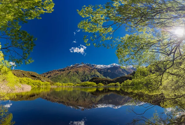 Diamond Jezero Aspiring Národním Parku Poblíž Wanaka Nový Zéland Rocky — Stock fotografie