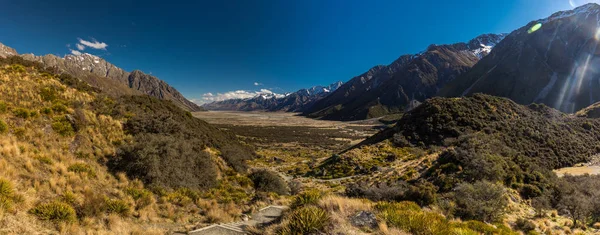 Kék Tavak Hegyek Tasman Völgye Sétáljon Tasman Gleccserre South Island — Stock Fotó