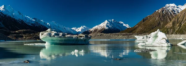 Lago Dei Ghiacciai Tasman Con Iceberg Montagne Innevate Parco Nazionale — Foto Stock