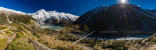 Mouintains Údolí Hooker Sledovat Národní Park Aoraki Nový Zéland Jižní — Stock fotografie