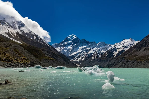 Mouintains Hooker Dal Spåra Aoraki National Park Nya Zeeland Sydön — Stockfoto