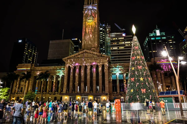 Brisbane Australia Dec 2018 Lighting Show City Hall Building King — Stock Photo, Image