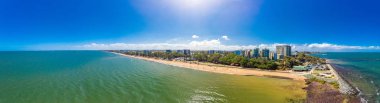 Aerial drone view of Suttons Beach, Redcliffe, Queensland, Australia clipart