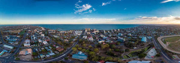 Vista Aérea Del Área Suttons Beach Embarcadero Redcliffe Queensland Australia —  Fotos de Stock