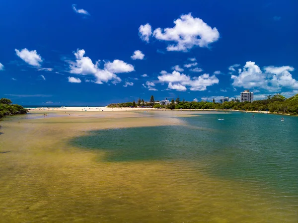 Drone Lotnicze Widoku Plaży Jeziora Currimundi Caloundra Sunshine Coast Queensland — Zdjęcie stockowe