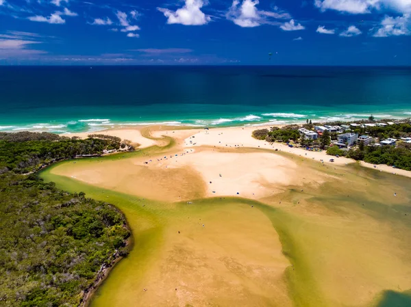 Aerial Drone View Beach Currimundi Lake Caloundra Sunshine Coast Queensland — Stock Photo, Image