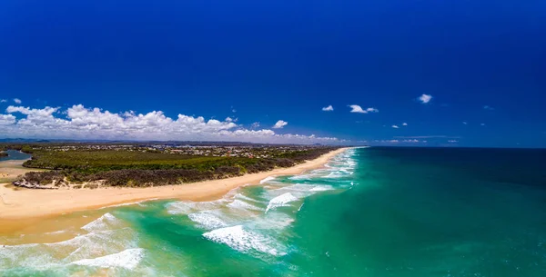 Légi Drone View Beach Caloundra Currimundi Sunshine Coast Queensland Ausztrália — Stock Fotó