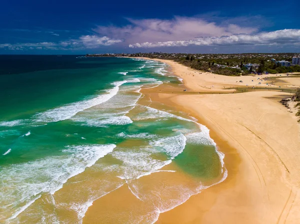 Légi Drone View Beach Caloundra Currimundi Sunshine Coast Queensland Ausztrália — Stock Fotó