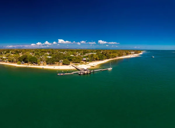 Vista Aérea Drone Bongaree Jetty Bribie Island Sunshine Coast Queensland — Fotografia de Stock