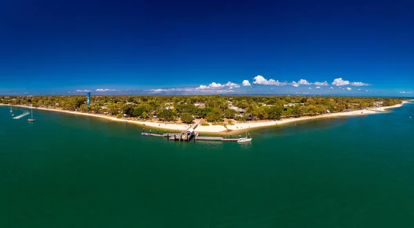 Veduta Aerea Drone Bongaree Jetty Sull Isola Bribie Sunshine Coast — Foto Stock