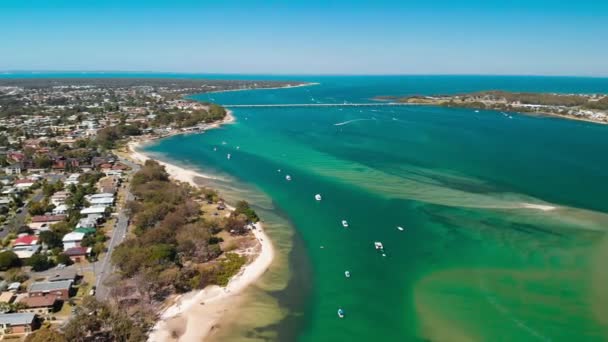 Bribie Adası Queensland Avustralya Nın Güney Bölümünün Görünümünü Hava Uçak — Stok video
