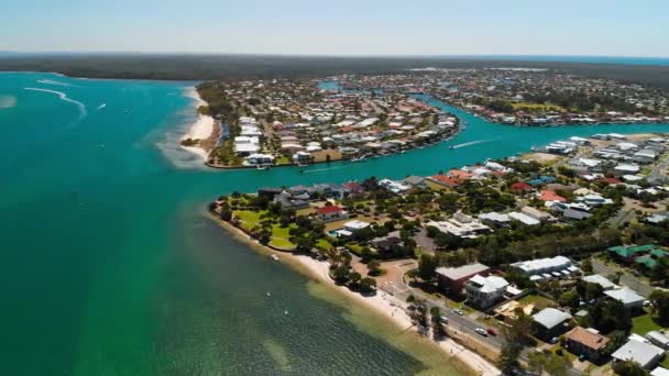 Bribie Adası Queensland Avustralya Nın Güney Bölümünün Görünümünü Hava Uçak — Stok video