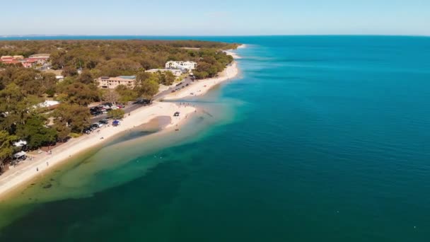 Luchtfoto Van Bongaree Jetty Bribie Eiland Sunshine Coast Australië — Stockvideo
