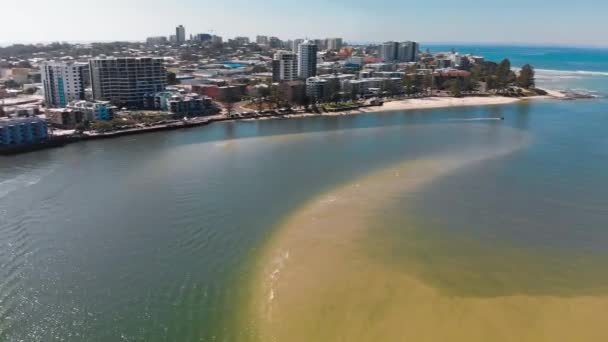 Hava Dron Görünümünü Pumicestone Geçiş Bribie Adası Caloundra Sunshine Coast — Stok video