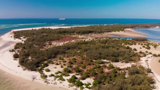 Hava Dron Görünümünü Pumicestone Geçiş Bribie Adası Caloundra Sunshine Coast — Stok video