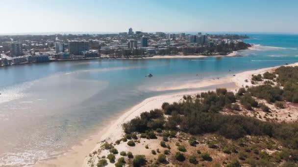 Hava Dron Görünümünü Pumicestone Geçiş Bribie Adası Caloundra Sunshine Coast — Stok video