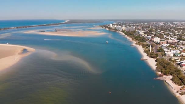 Drone Антена Вид Pumicestone Прохід Bribie Острів Caloundra Sunshine Coast — стокове відео