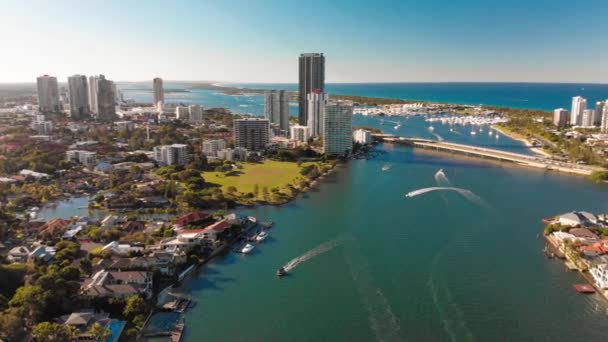 Flygfoto Över Surfers Paradise Och Southport Gold Coast Queendsland Australien — Stockvideo