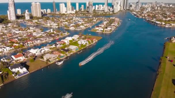 Flygfoto Över Surfers Paradise Och Southport Gold Coast Queendsland Australien — Stockvideo