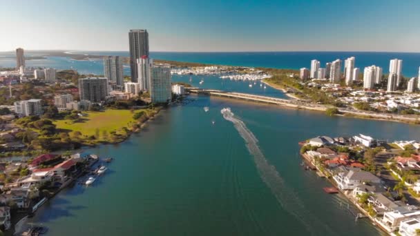 Flygfoto Över Surfers Paradise Och Southport Gold Coast Queendsland Australien — Stockvideo