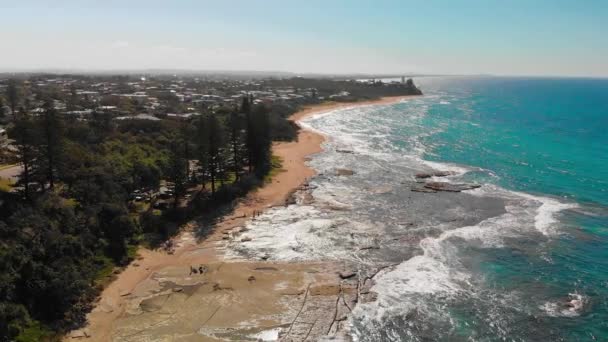 Hava Dron Görünümünü Shelly Beach Adlı Caloundra Sunshine Coast Queensland — Stok video