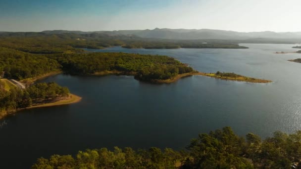 Πανοραμική Αεροφωτογραφία Του Sansonvale Λίμνη Κατά Διάρκεια Του Ηλιοβασιλέματος Μπρίσμπεϊν — Αρχείο Βίντεο