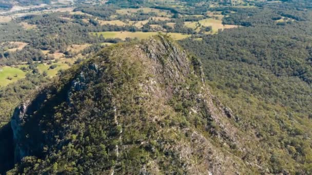 Luchtfoto Van Vulkanische Piek Cooroora Sunshine Coast Queensland Australië — Stockvideo