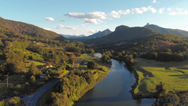 Vue Aérienne Tweed River Mount Warning Nouvelle Galles Sud Australie — Video