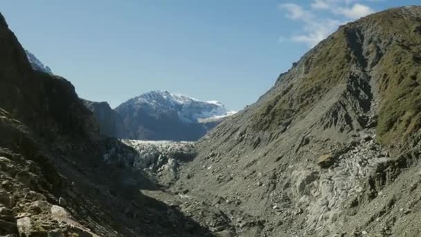 Vista Montaña Del Río Valle Del Glaciar Glaciar Fox Costa — Vídeo de stock