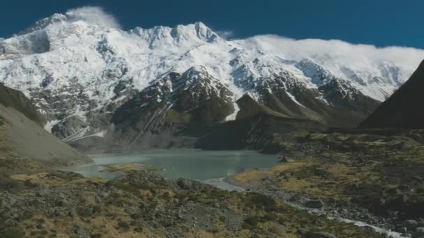 Mouintains Údolí Hooker Sledovat Národní Park Aoraki Nový Zéland Jižní — Stock video