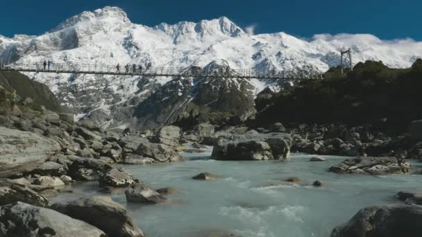 Mouintains Hooker Dal Spåra Aoraki National Park Nya Zeeland Sydön — Stockvideo