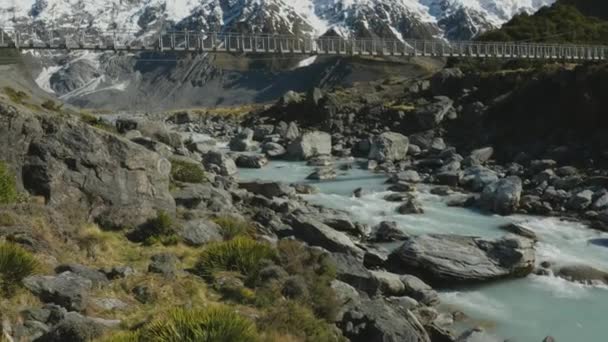 Мбаппе Содержится Траке Hooker Valley Национальном Парке Аораки Новая Зеландия — стоковое видео