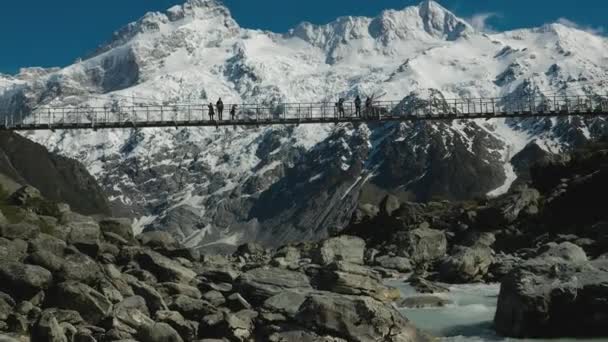 Mouintains Údolí Hooker Sledovat Národní Park Aoraki Nový Zéland Jižní — Stock video