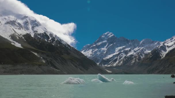 Mouintains Hooker Valley Track Parque Nacional Aoraki Nova Zelândia Ilha — Vídeo de Stock