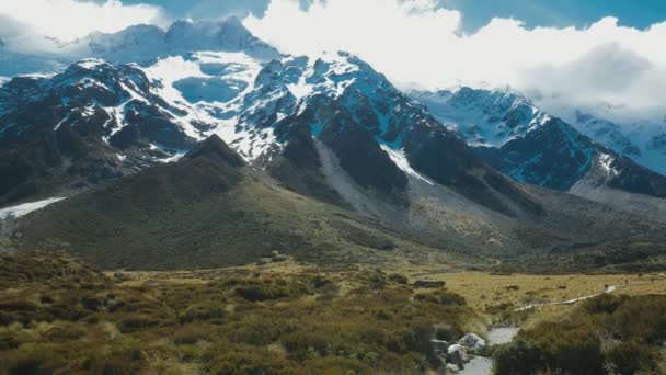 Mouintains Prosti Völgyben Nyomon Aoraki Nemzeti Park Zéland Dél Sziget — Stock videók