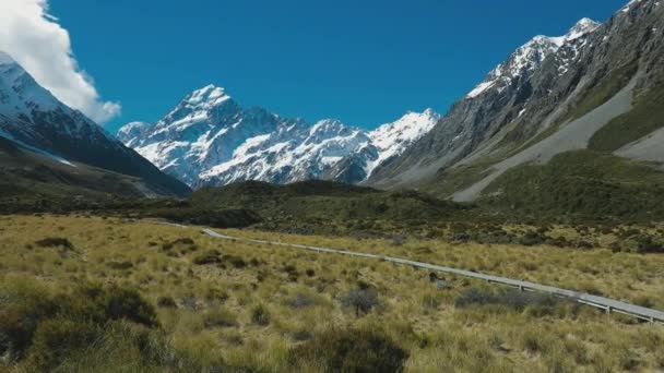 Mouintains Hooker Valley Bijhouden Aoraki Nationaal Park Nieuw Zeeland Zuidereiland — Stockvideo