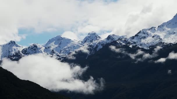 Хмарно Дощовий День Milford Sound Південного Острова Нова Зеландія — стокове відео
