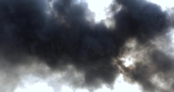 Fundo Fumo Preto Sol Rompendo Fumaça Negra Grossa Nuvens Cinza — Vídeo de Stock