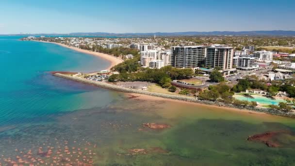 Vista Aérea Del Dron Settlement Cove Lagoon Redcliffe Brisbane Australia — Vídeo de stock