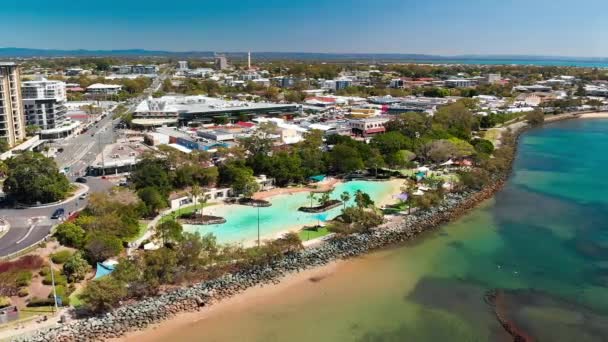 Vista Aérea Del Dron Settlement Cove Lagoon Redcliffe Brisbane Australia — Vídeos de Stock