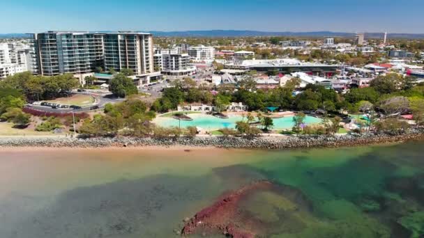Vista Aérea Del Dron Settlement Cove Lagoon Redcliffe Brisbane Australia — Vídeos de Stock