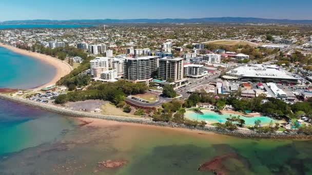 Vista Aérea Del Dron Settlement Cove Lagoon Redcliffe Brisbane Australia — Vídeos de Stock