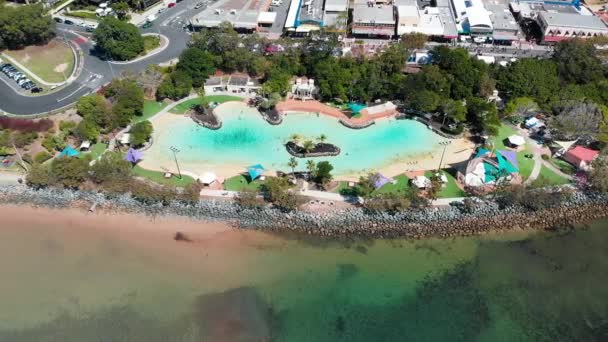 Vista Aérea Del Dron Settlement Cove Lagoon Redcliffe Brisbane Australia — Vídeo de stock