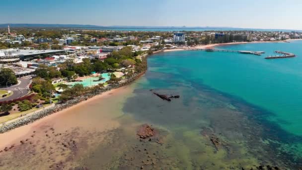 Vue Aérienne Par Drone Lagune Settlement Cove Redcliffe Brisbane Australie — Video