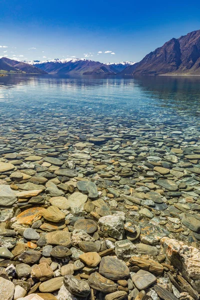 Zdjęcia panoramiczne Lake Hawea i góry, Południowa wyspa, nowy — Zdjęcie stockowe