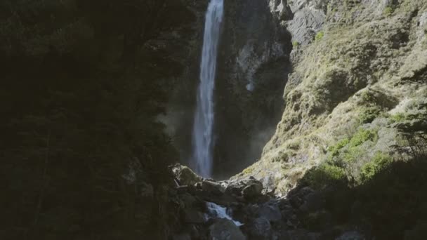 Devil Punchbowl Waterval Arthurs Pass Nationaal Park Nieuw Zeeland Zuidereiland — Stockvideo