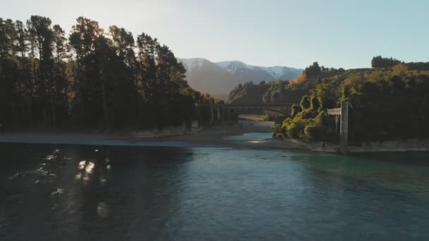 Pontes Sobre Rio Rakaia Desfiladeiro Rakaia Nova Zelândia Ilha Sul — Vídeo de Stock