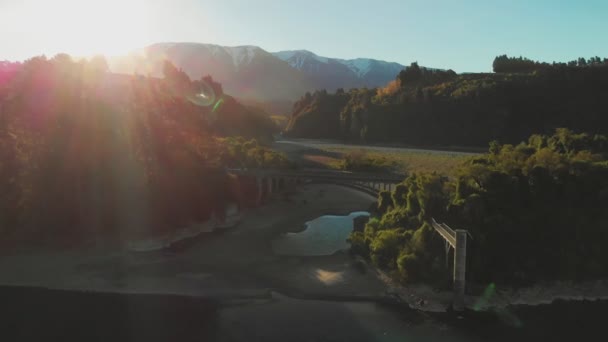 Мостами Через Річки Rakaia Rakaia Ущелині Нова Зеландія Південна Острів — стокове відео