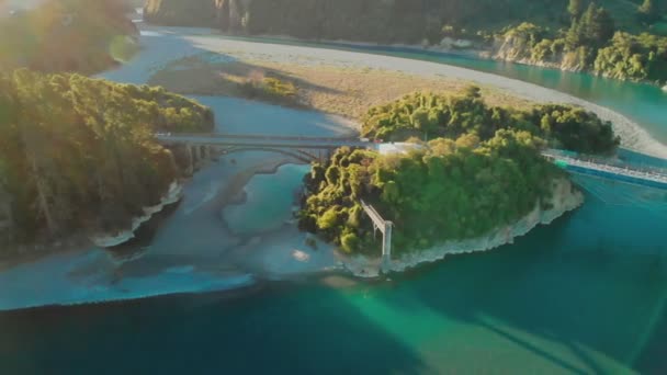 Bruggen Rivier Van Rakaia Rakaia Gorge Nieuw Zeeland Zuidereiland — Stockvideo